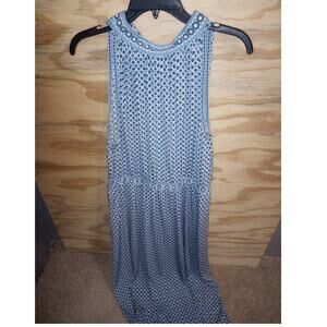 Women's Max Studio Maxi Dress Blue Large High Collar